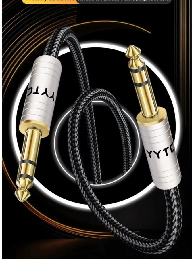 YYTCG TRS Audiokabel 6,35 mm Stecker-zu-Stecker symmetrisches Stereo-Kabel in Schwarz - Bild 6