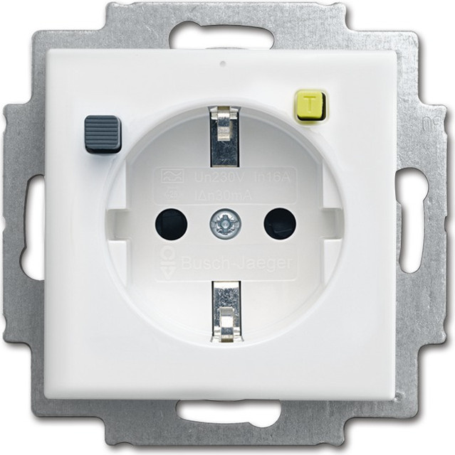 Busch-Jaeger Steckdose CEE 7/3 in Silber und Weiß, 250 V, 16 A (3116-0-0663) - Bild 1