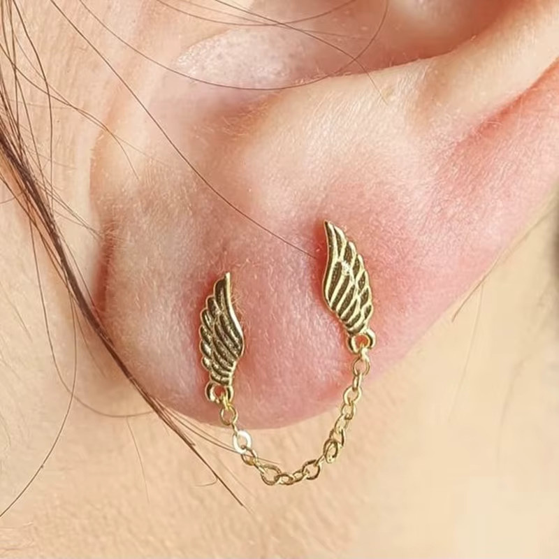 YUXINTOME Ohrringe Flügel, Doppel Ohrstecker, Sterling Silber, Damen - Bild 2