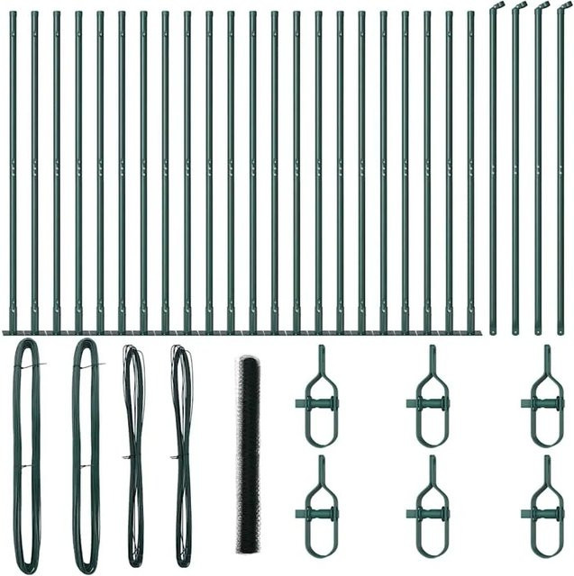 vidaXL Zaunpfosten aus Stahl und PVC in Grün, Höhe: 1,5 m, Breite: 50 cm, Maschenweite: 36 mm - Bild 1