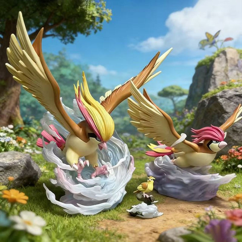 Pokemon Pidgeot Anime Figur aus Kunststoff, mehrfarbig, Modell Spielzeug für Sammler, Höhe: 3-17 cm - Bild 1
