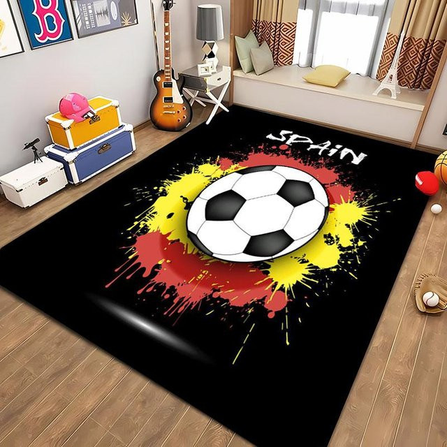 Karpetti Fußball Teppich mit Cartoon-Motiv für Kinderzimmer und Wohnzimmer, B/B: 80 x 140 cm, Mehrfarbig - Bild 1