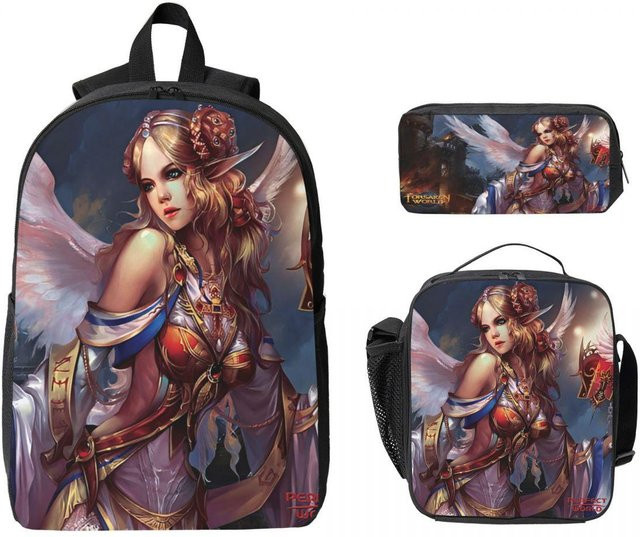 Forsakens World Accessories Rucksack-Set für Mädchen und Jungen mit Federmäppchen und Brotdose in Multicolour - Bild 1