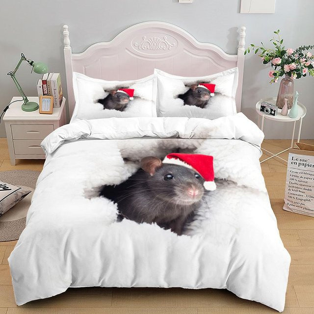 Bettwäsche Set mit Ratten-Motiv von JMG Household Supplies, Farbe Weiß, Material Mikrofaser, B/H: 140 x 210 cm - Bild 1