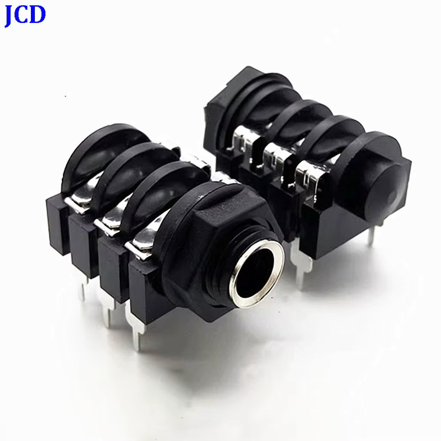 6,5 mm Stereo-Audio-Buchse 6-Pin Klinkenstecker für PCB-Panelmontage in Schwarz - Bild 3