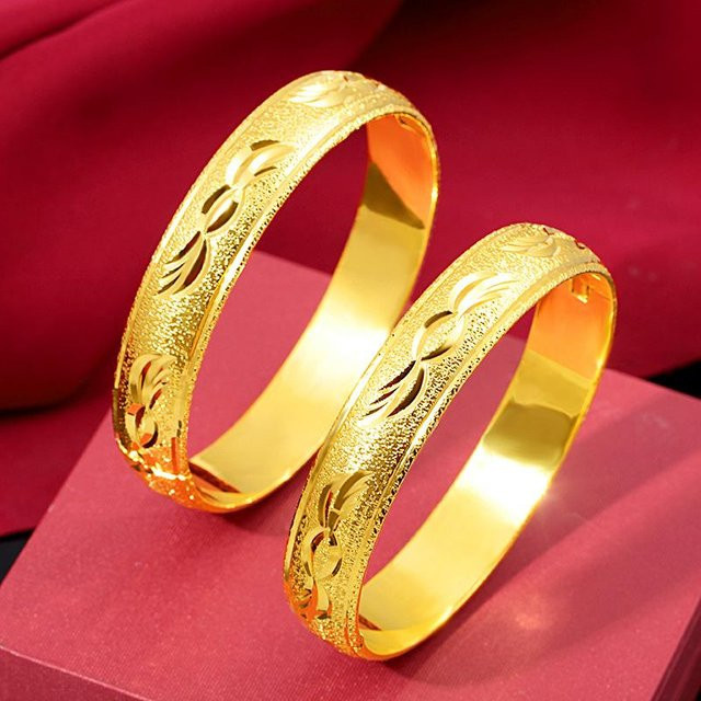 Armband Damen, Messing, Gold, mattierte Autoblume, 12 cm - Bild 1