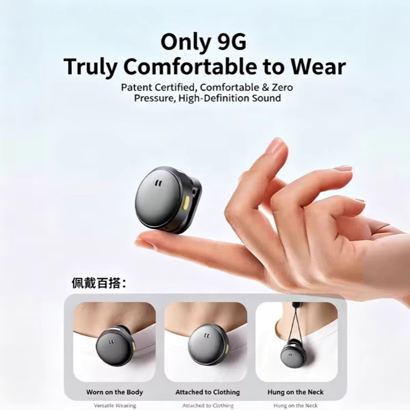 Q8 Kabelloses Lavalier-Mikrofon mit Geräuschunterdrückung und Ladeetui in Schwarz mit USB-C Anschluss - Bild 3