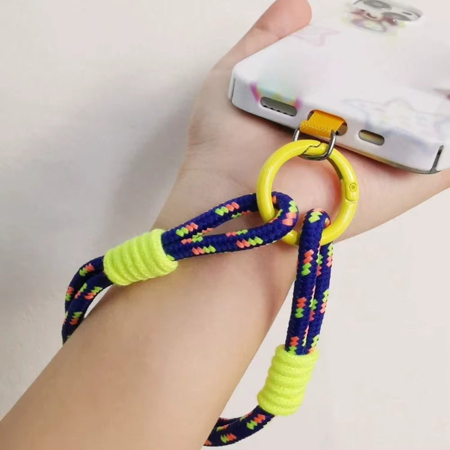 Handy-Lanyard mit zwei Strängen im Streifen-Stil für universelle Handyhüllen, Blau und Mehrfarbig - Bild 2