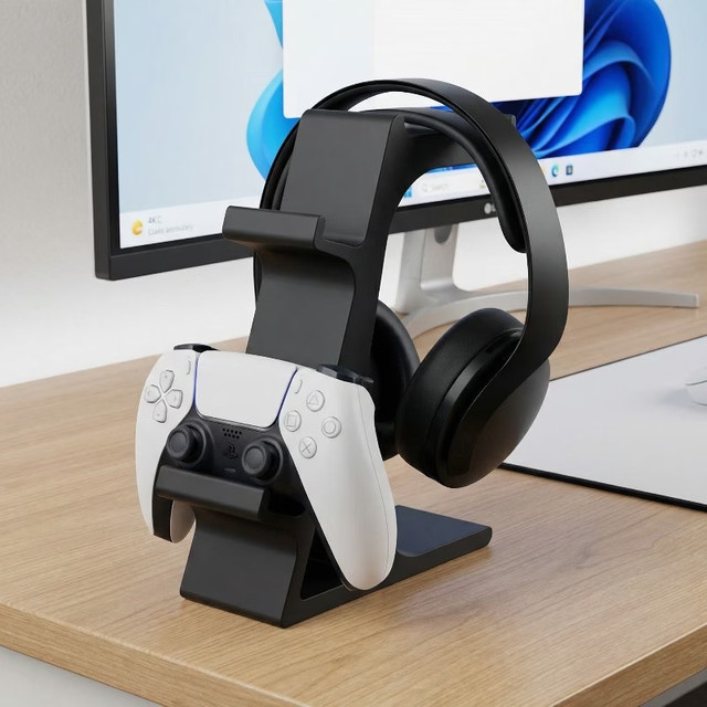 Multifunktionaler Universal-Ständer für Kopfhörer und Controller kompatibel mit PS4, PS5 und XBOX in Schwarz oder Weiß - Bild 1