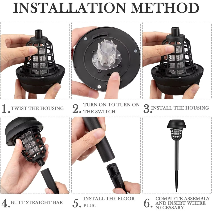 JOYINLED Solar-Insektenvernichter 2er-Pack oder 4er-Pack, wasserdichte Mückenkiller-Lampe in Schwarz für Garten, Terrasse und Innenbereich - Bild 4