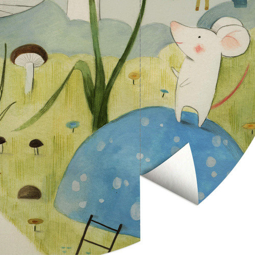 K&L Wall Art Runde Vliestapete Loske Mäusestadt kleine Maus, mehrfarbig, matt, B: 153 cm, H: 140 cm - Bild 2