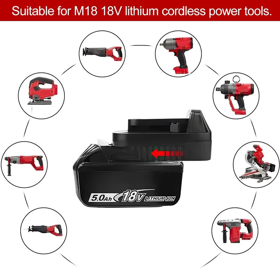 MT20ML Batterie-Adapter-Konverter für Makita LXT 18 V Lithium-Batterien, Farbe: Schwarz - Bild 5