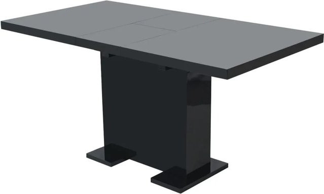 vidaXL Ausziehbarer Esstisch in Schwarz Hochglanz, moderner rechteckiger Esstisch aus MDF und Metall - Bild 1