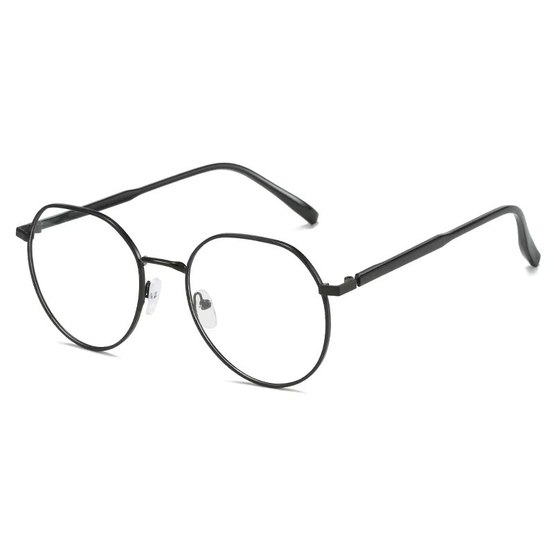 Rexxar Korrektionsbrille, Retro, Rund, Vollrand, Metall, Schwarz, Damen, Blaulichtfilter - Bild 3