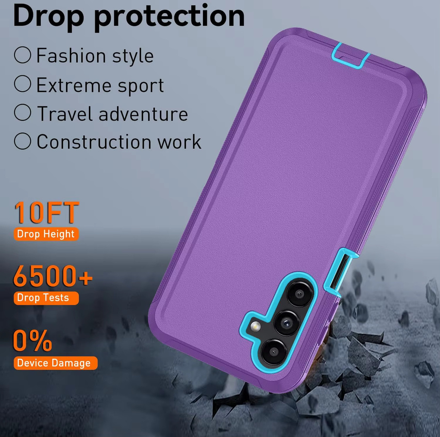 OTT Panzer-Hülle für Samsung Galaxy A57 A37 A17 A07 A56 A36 A26 A16 A06 A55 A36 A25 A15 A05 Militärische Schutzklasse Anti-Fall Schutzhülle in Blau und Lila - Bild 3