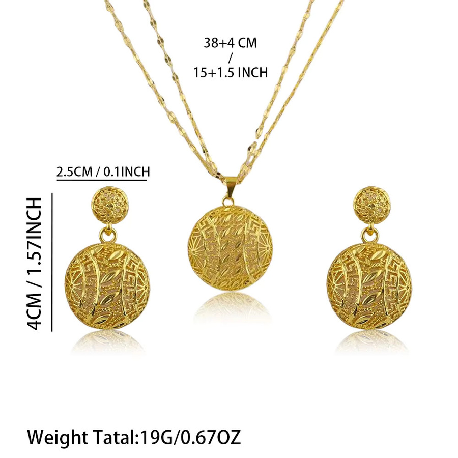 Schmuckset Halskette und Ohrringe, 24K vergoldet, Damen - Bild 4
