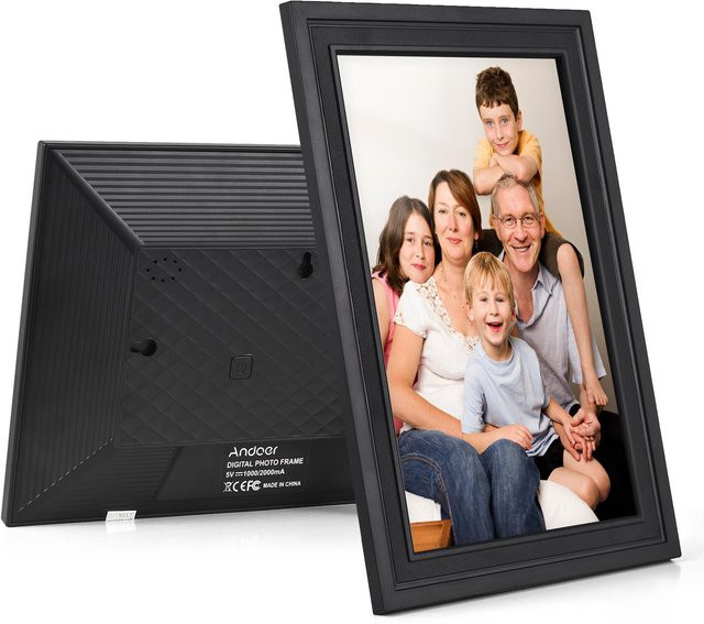Andoer Digitaler Bilderrahmen 10,1 Zoll WiFi Cloud mit TFT-Touchscreen und 16 GB Speicher, Schwarz - Bild 1