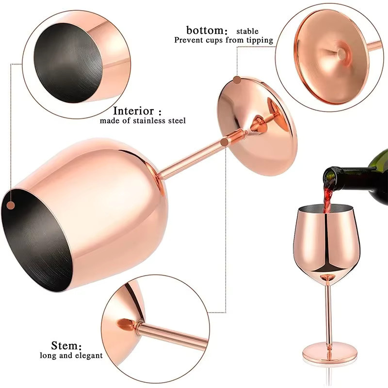 JUSTINLAU Rotwein-Cocktailbecher aus Edelstahl in Gold oder Silber, 500 ml - Bild 4
