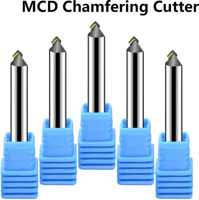 MCD Diamant-CNC-Fräser Vollhartmetall-Flachschaftfräser in Silber für Kupfer, Aluminium, Acryl und PVC, Länge: 5 mm, Durchmesser: 0,5 mm - Bild 1