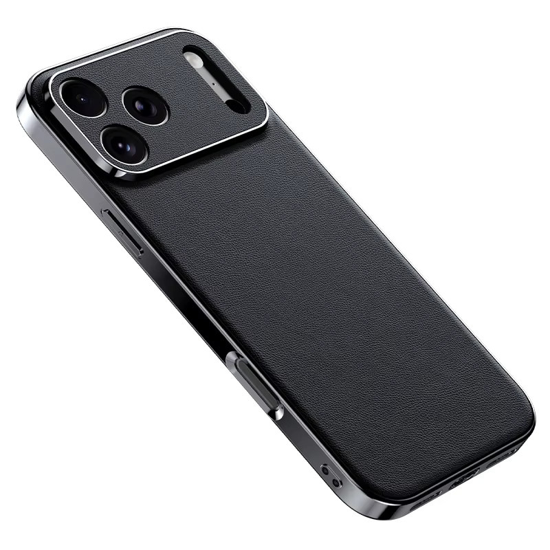 LANGSIDI Luxus Leder Handyhülle mit Linsenschutz für iPhone 17 16 15 Pro Max und iPhone 17 Pro 16 Pro in Orange und Schwarz - Bild 4