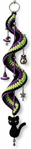 HonorBond Halloween DIY-Bastelset für Spiral-Häkel-Hängeornamente mit Kürbis, Geist, Fledermaus und schwarzer Katze in Schwarz und Lila - Bild 1