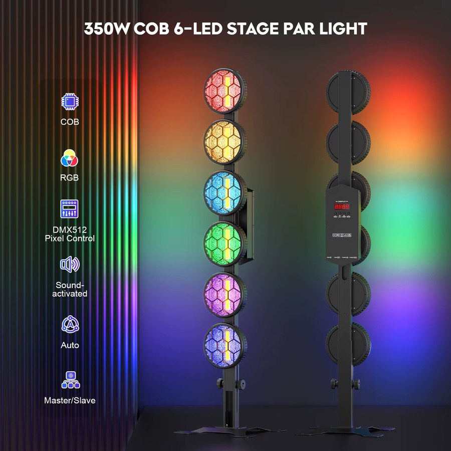 DayFlicker 350W 6-LED COB Linear Vintage Licht Bühnenlicht mit DMX512 in Schwarz - Bild 2
