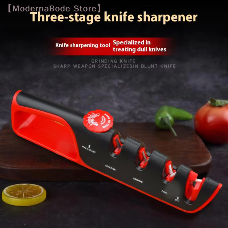 Hoeaden 4-in-1 Messerschärfer mit verstellbarem Winkel in Rot für Küchenmesser und Scheren - Bild 4