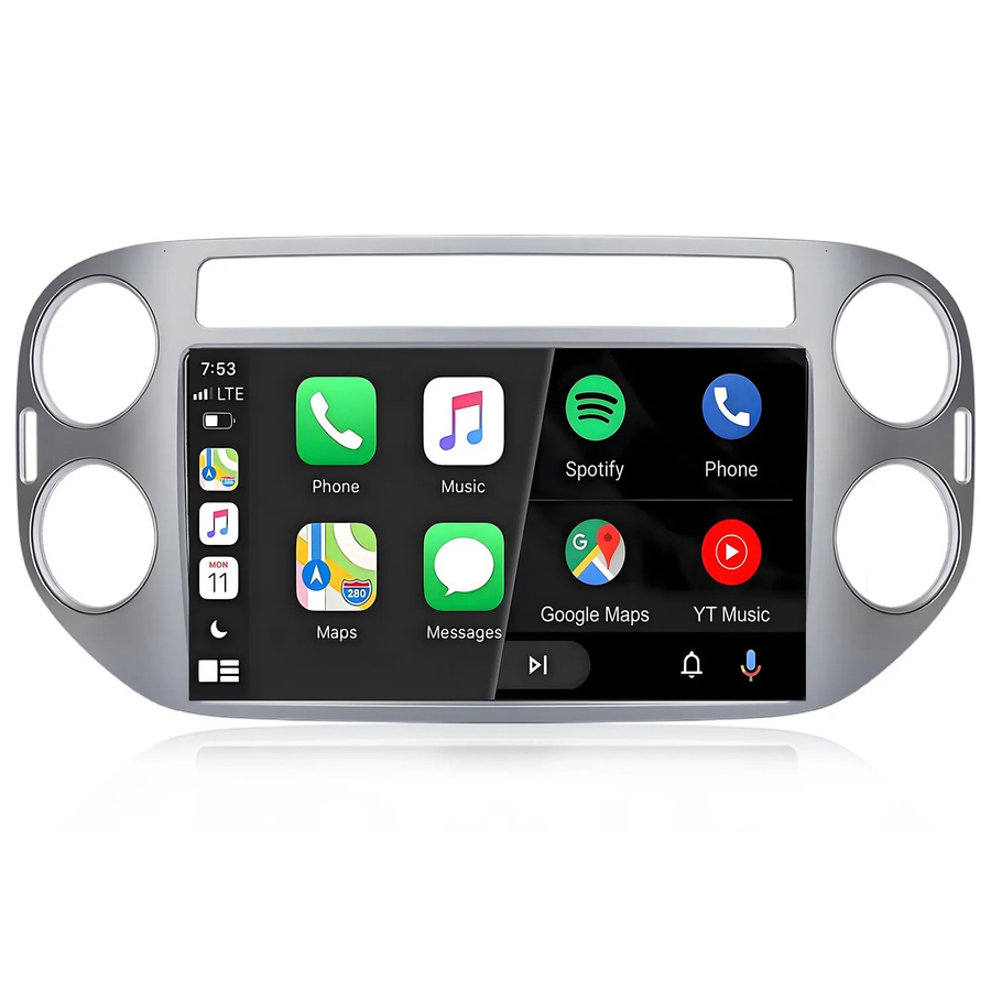Junsun Autoradio mit 9 Zoll Display für VW Tiguan 1 NF (2007 bis 2016) in Silber mit CarPlay, Bluetooth, GPS und Wi-Fi, 6 GB RAM und 128 GB Speicher - Bild 2