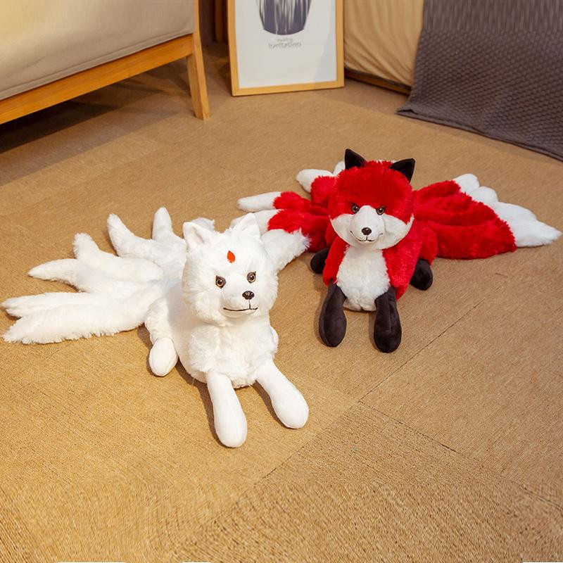 Süßer Mu Cheng Neunschwanzfuchs Plüschtier Weiß Roter Fuchs 1-teiliges Set - Bild 1