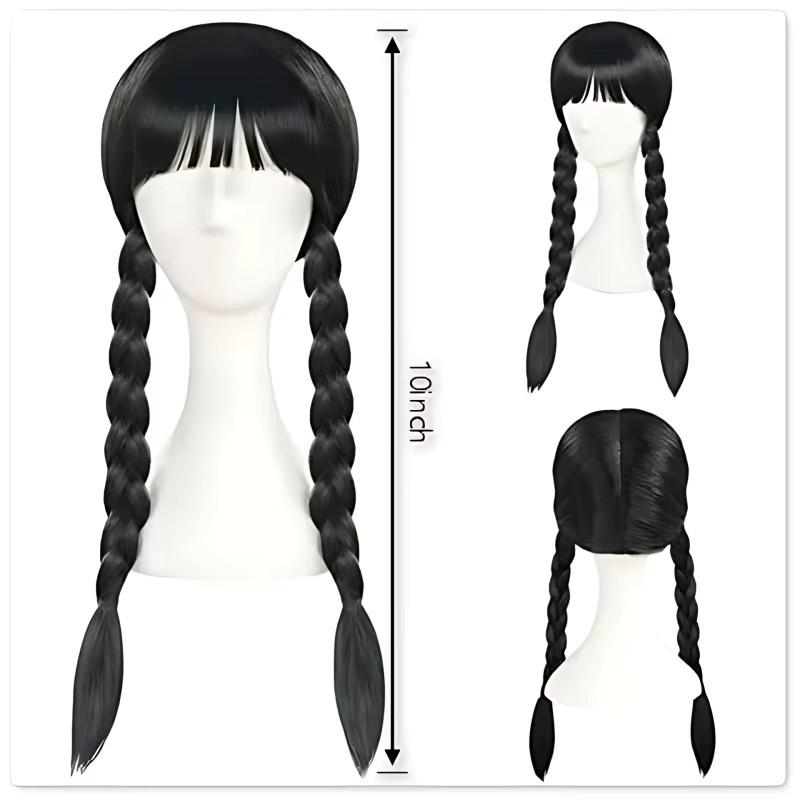 Suri Hair Pferdeschwanz-Perücke, 26 Zoll, schwarz, doppelt geflochten mit Pony - Bild 3