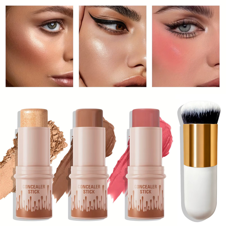 Hello Kiss Make-up Set, Konturstift, Highlighter-Stift, Rouge-Stift, Konturenpinsel - Bild 4