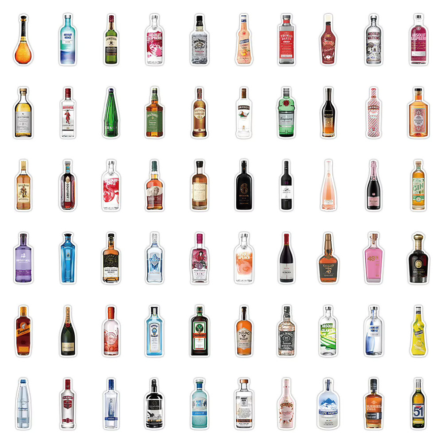 63 Stück klassische Weinflaschenaufkleber in Multicolor für Notizbücher, Handyhüllen und Weingläser von RecordingYourLife Store - Bild 2