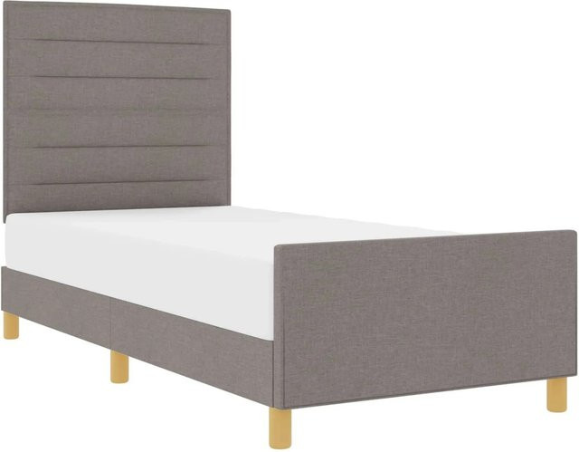 vidaXL Bettgestell mit Kopfteil in Taupe, gepolstert, B/T: 90 x 190 cm - Bild 1
