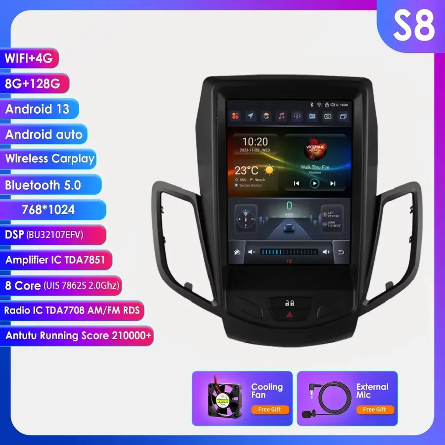 HIZPO Android 14 2Din Autoradio für Ford Fiesta MK7 2009 - 2016 mit 9,7 Zoll Multimedia Player Navigation Carplay Stereo Head Unit in Schwarz - Bild 6