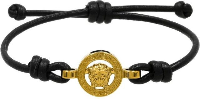 Versace Lederarmband, Medusa, Flechtung, Schwarz, Damen - Bild 1