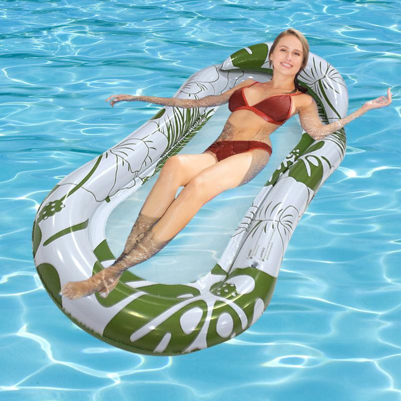 Aufblasbare Schwimmreihe von Wipon mit klappbarer Rückenlehne und Klemmnetz, Wasserliegestuhl aus PVC, B/B/H: 160 x 90 cm - Bild 1