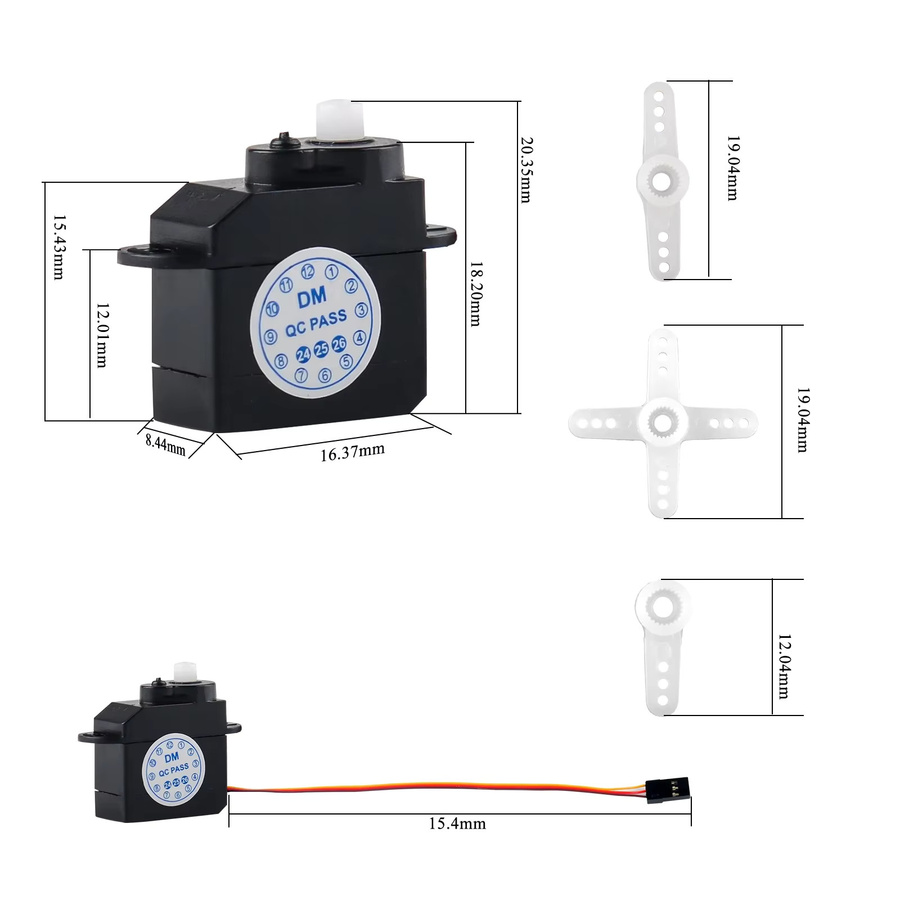 wishiot Mini Micro Servo DM-S0020, Servomotor, 180 Grad, Kunststoff, 1-10 Stück - Bild 2