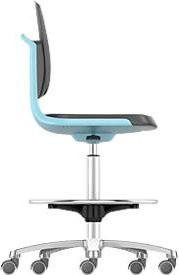 Arbeitsdrehstuhl Bimos Labsit hoch mit Integralschaum und Sitz-Stopp-Rollen, Blau, B/T/H: 45 x 42 x 56 - 81 cm - Bild 1