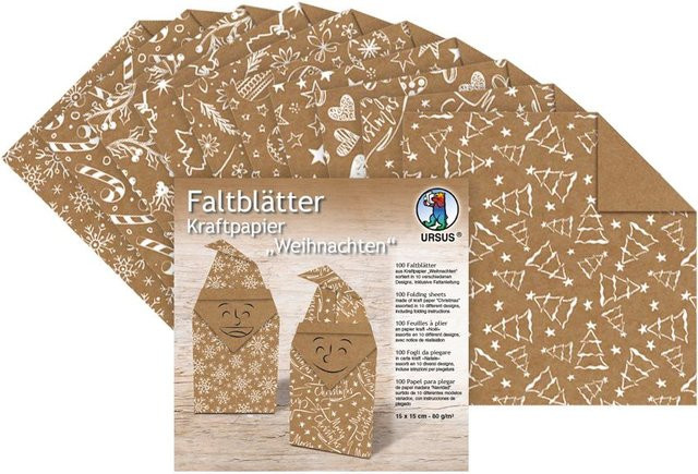 URSUS Faltblätter Kraftpapier Weihnachten in Braun - Bild 1