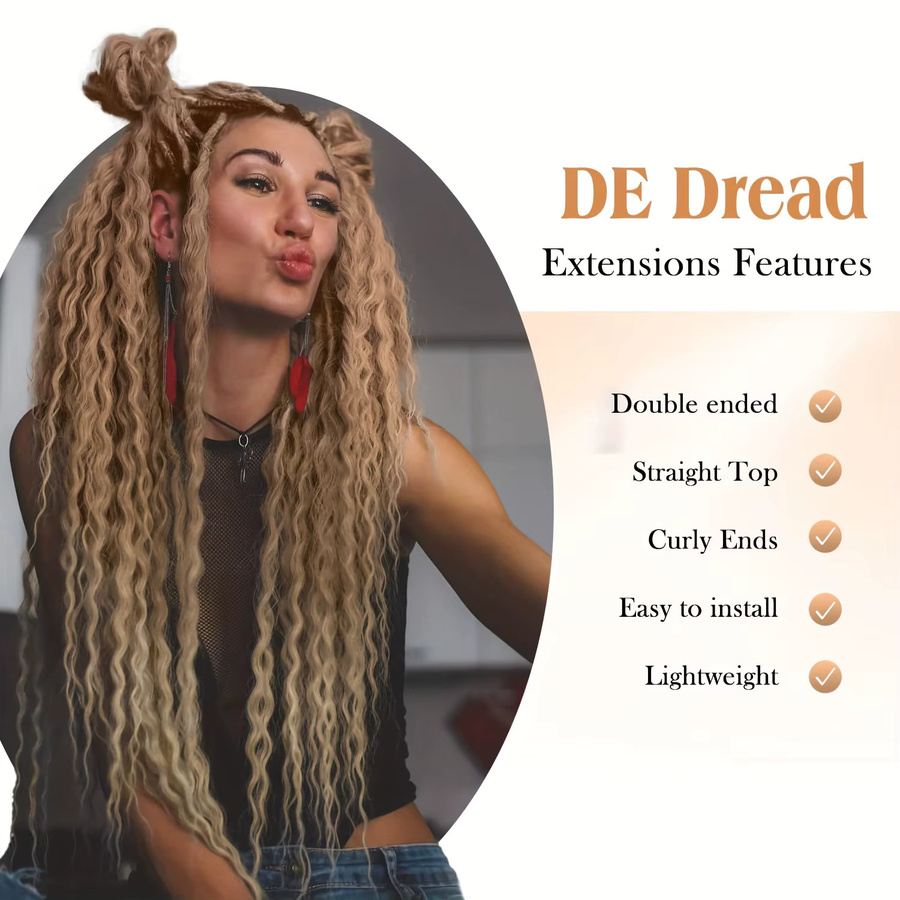 24 Zoll synthetische doppelseitige gewellte Dreadlock-Erweiterungen, 10 Stränge, Unisex - Bild 4