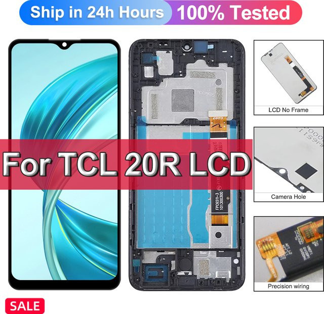 TCL 20R 5G T767H LCD Display mit Touchscreen Digitizer Montage in Schwarz - Bild 1