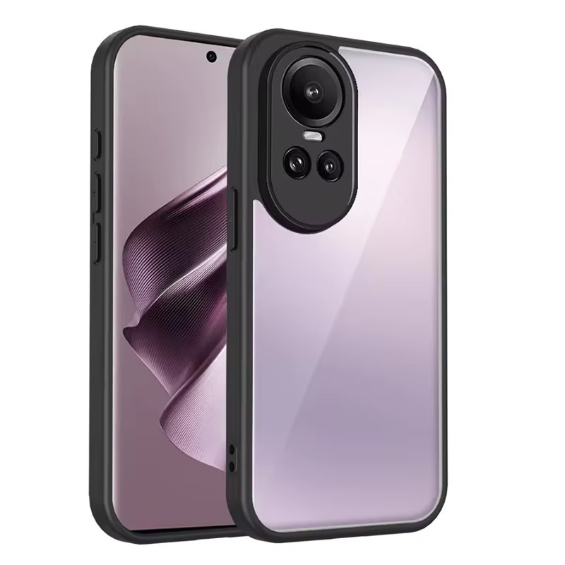 Stoßfeste Silikon-Schutzhülle für Oppo Reno 10 5G und Oppo Reno 10 Pro CPH2531 in Transparent und Grau mit matter Rückseite - Bild 2