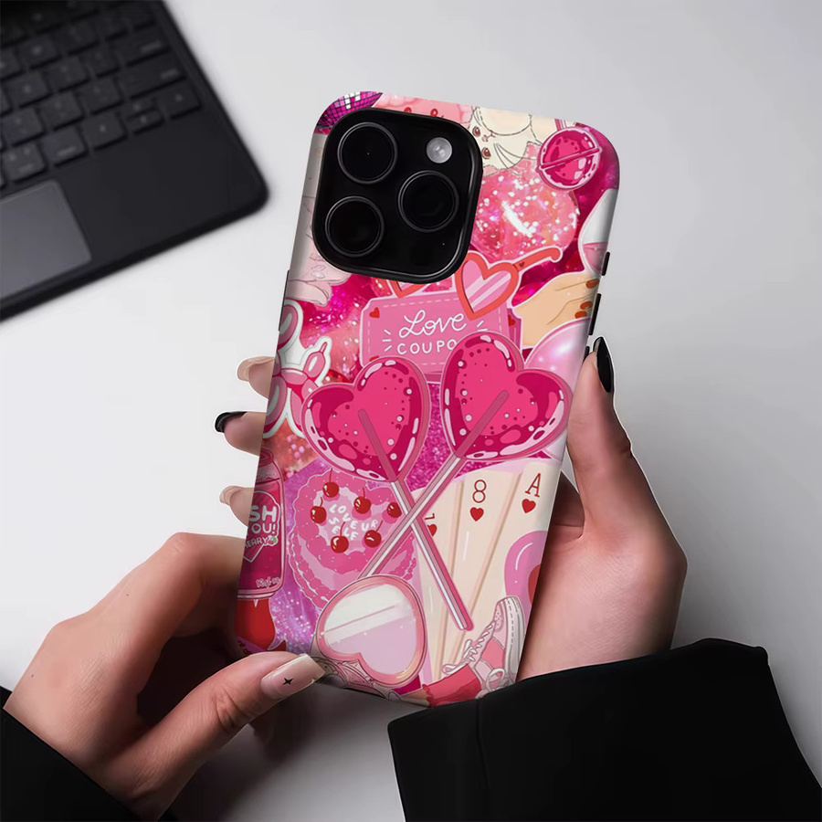 Potdemiel Magnetische Handyhülle Fuchsia Sweetheart für iPhone 17 16 15 14 13 Pro Max Plus robuste Doppel-Schicht-Hülle in Pink - Bild 3
