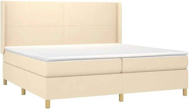 vidaXL Boxspringbett mit Matratze und LED-Beleuchtung in Creme, B/T/H: 200 x 200 x 118 cm - Bild 1
