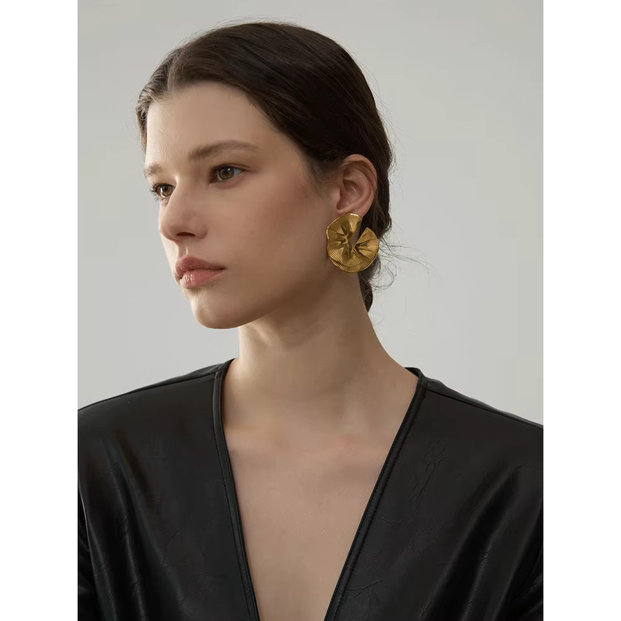 Yhpup Ohrstecker Edelstahl, Blume, Gold, Damen - Bild 2