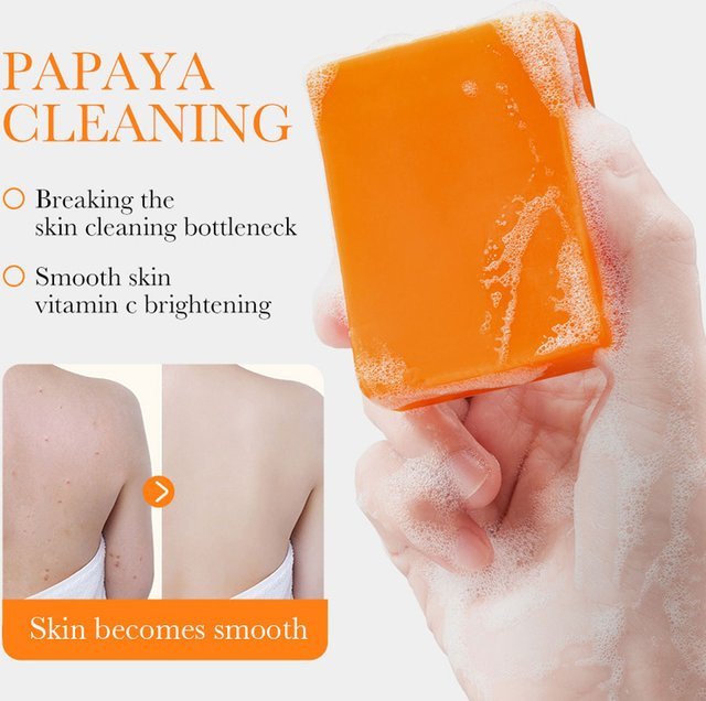 BIOAOUA Papaya Vitamin C Whitening Essential Oil Soap, Unisex - Bild 1