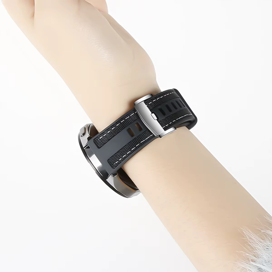 CAOWTAN Uhrenarmband Silikon-Nylon, 22 mm, Schwarz, Unisex - Bild 3