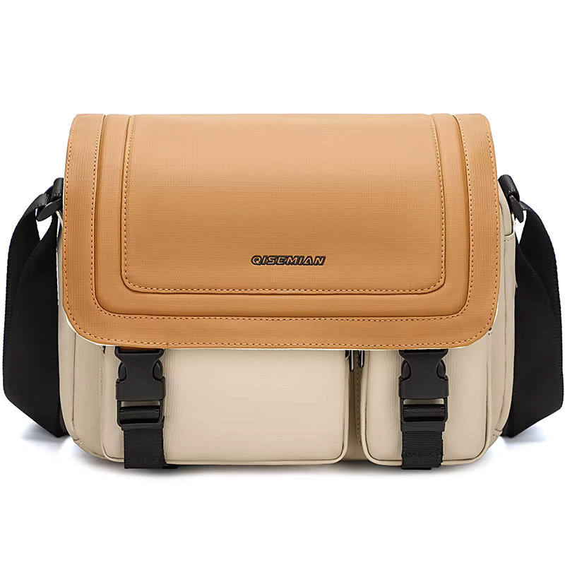 Leichte JINNUOLANG Einschulter-Kameratasche für SLR-Kameras zum Reisen in Orange und Beige - Bild 3
