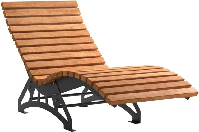 SOTECH Gartenliege LOUNGER Komplett Set in Schwarz mit Edelstahl SS201 und Thermokiefer Holzlatten - Bild 1