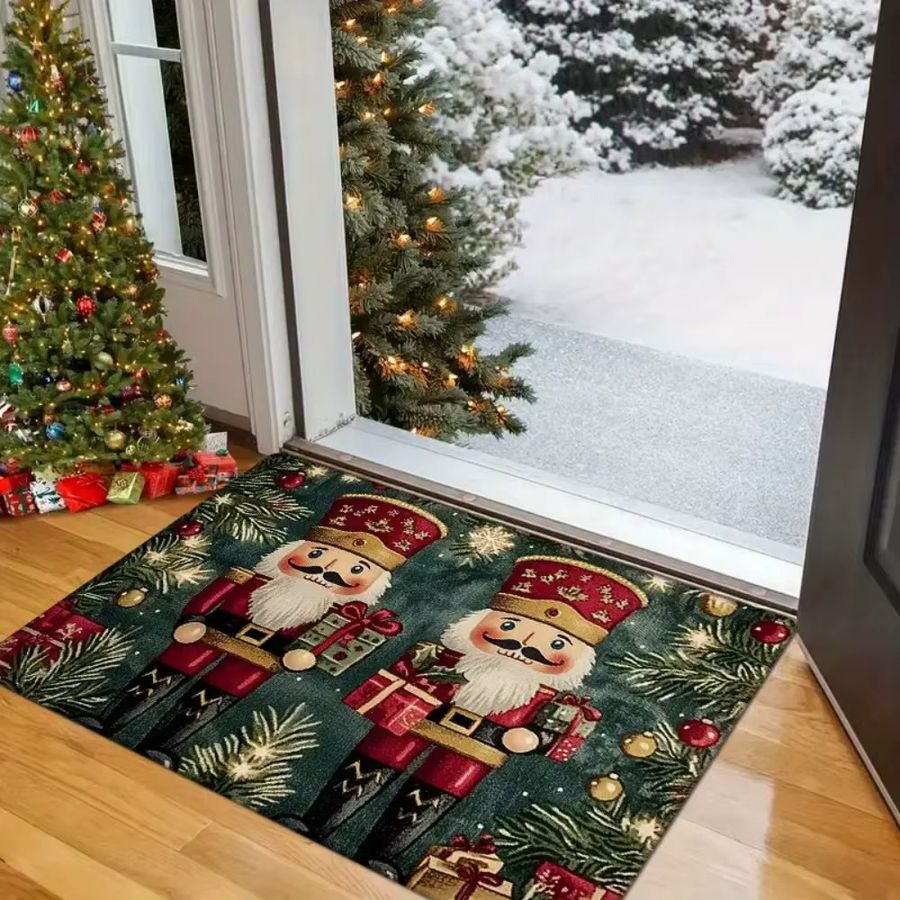VIKAMA Weihnachts-Fußmatte mit Nussknacker-Motiv, wasserdicht und rutschfest, Multicolor - Bild 6